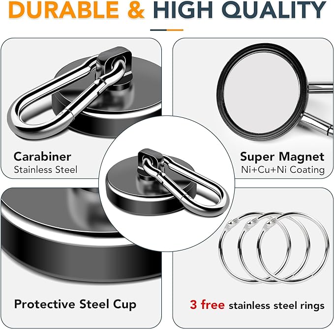 MIKEDE Strong Magnetic Hooks Heavy Duty, 200LBS+ Black Swivel Neodymium Magnets - Image 3