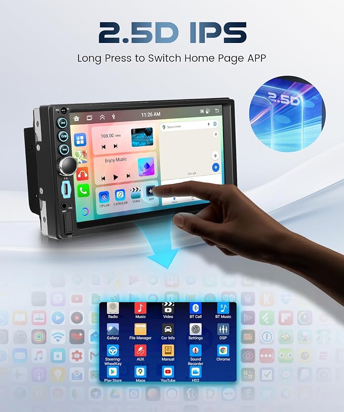 4GB+64GB Double DIN Car Stereo 8 CORE Android 13.0 Head Unit, Wireless CarPlay - Image 8