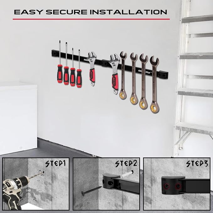 Magnetic Tool Holder Storage Organizer: 7-Piece Garage Wall Mount Rack - Image 3