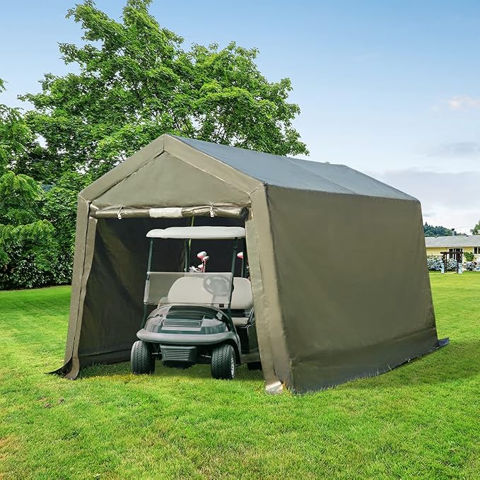 ADVANCE OUTDOOR 8x14 ft Steel Metal Peak Roof Portable Garage Shelter Storage - Image 7