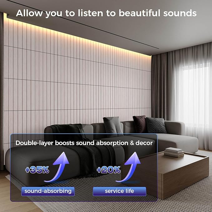 6 Pack Large Soundproof Wall Panels, 1.2lb/ft³ High Density, Thicker 0.47in - Image 5