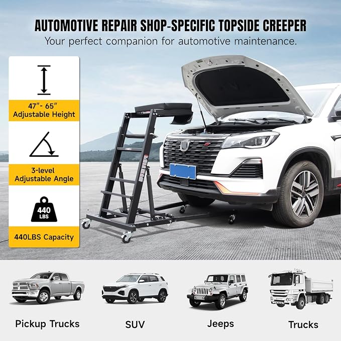 Adjustable Topside Creeper Automotive Engine Creeper 47''-65'', 440 LBS Capacity - Image 7