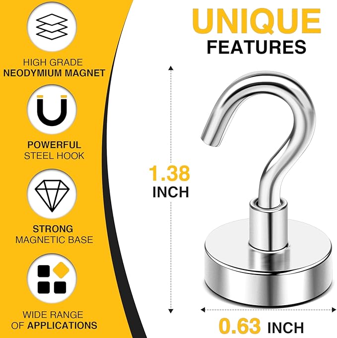 DIYMAG Magnetic Hooks, 30Lbs Strong Heavy Duty Cruise Magnet Hooks - Image 4