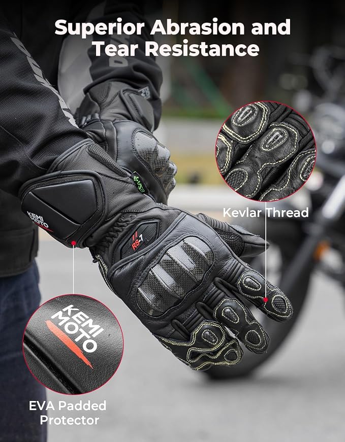 KEMIMOTO Leather Motorcycle Gloves - Image 2