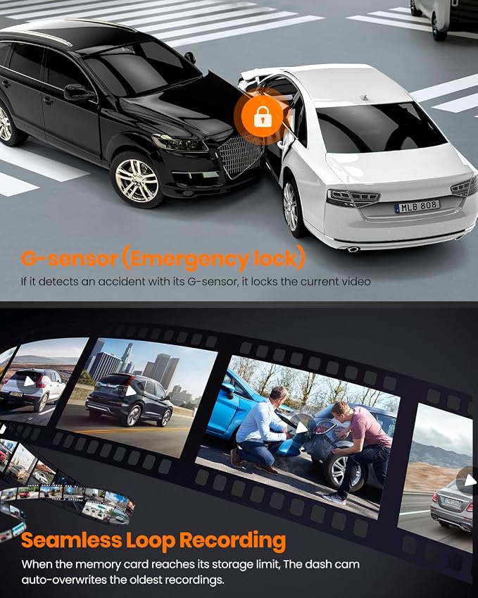 4K Dash Cam Front and Rear, Built-in WiFi GPS, 3.3"IPS Screen, HDR Night Vision - Image 7