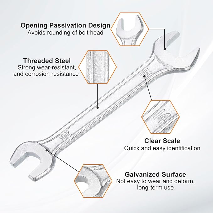 HARFINGTON Double Open End Wrench 10mm x 14mm Metric 15 Degree Offset Angle - Image 4
