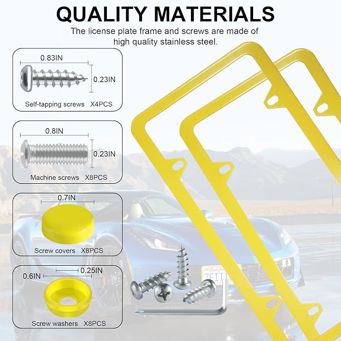 LivTee 4 Holes Stainless Steel License Plate Frames, Automotive Exterior - Image 4