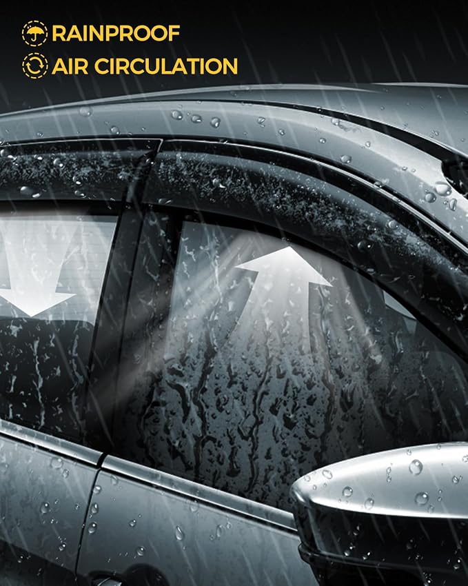 Rain Guards for Car Windows, Tape-On Window Visors Rain Guards Fit for Ford - Image 3