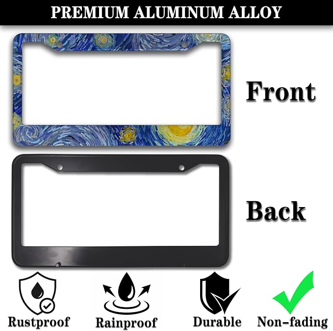 License Plate Bracket Multicolor License Plate Frames Starry Night by Aluminum - Image 3