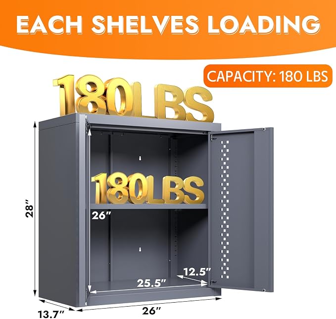 Metal Wall Storage Cabinet Steel Wall Mounted Garage Storage Cabinet - Image 2