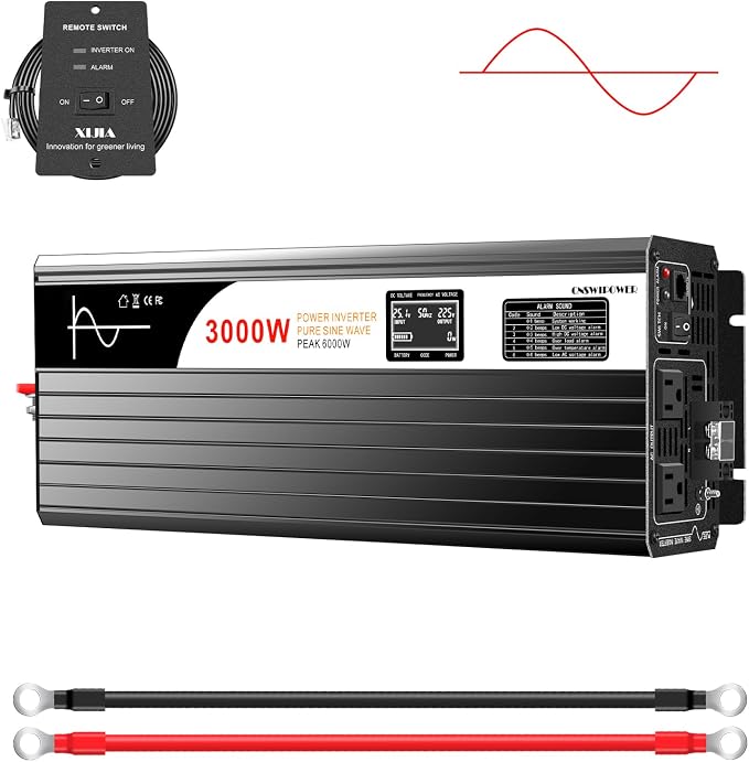 DC 12v AC 120V 60HZ Pure sine Wave 3000w Solar Power Inverter by XIJIA