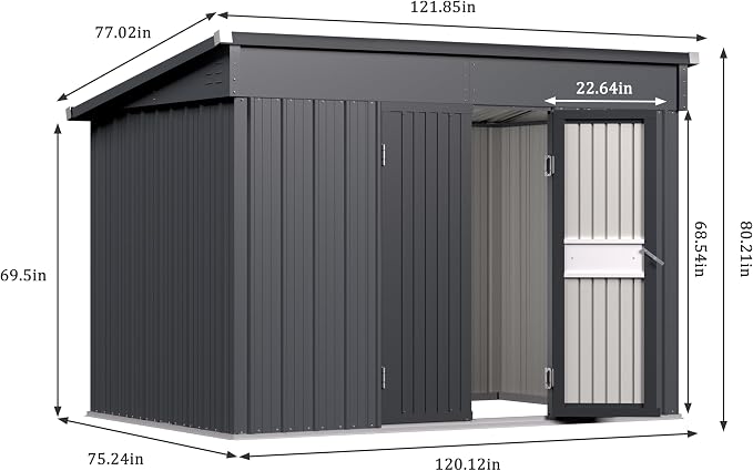 BlueWish 6'x10' Storage Shed, Outdoor Storage Shed - Image 3