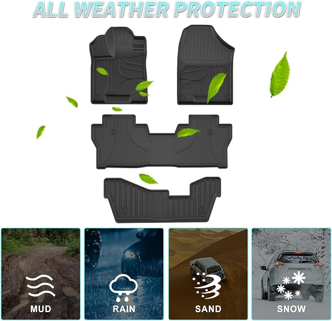 Floor Mats Compatible with Honda Pilot 8 Seats 2016-2022 - Image 8