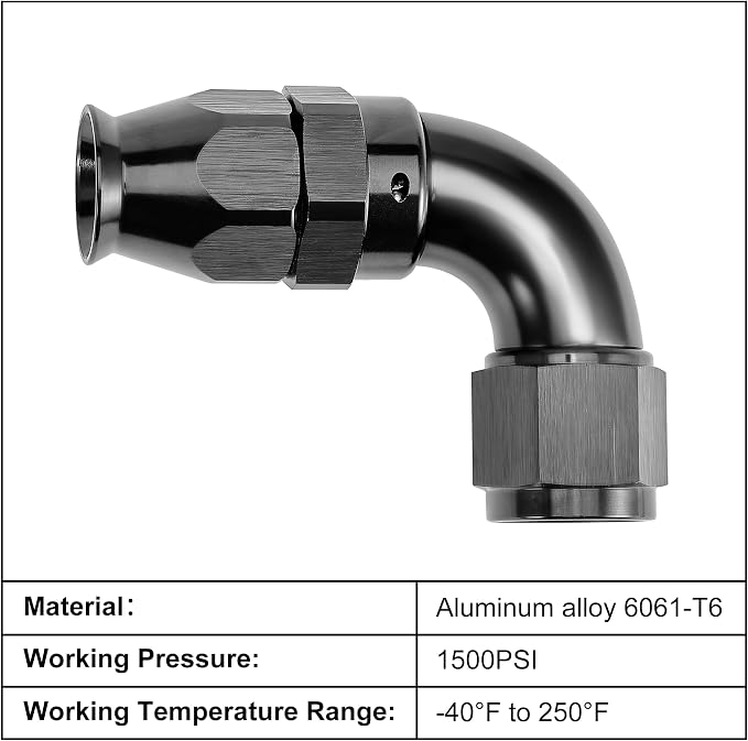 EVIL ENERGY 12AN 90 Degree PTFE One Piece Full Flow End Hose Fitting Aluminum - Image 3