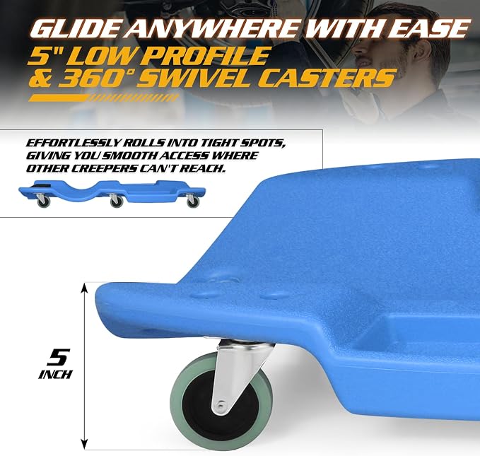 Magshion Mechanic Creeper with Padded Headrest & Tool Trays – 440 lbs Capacity - Image 8