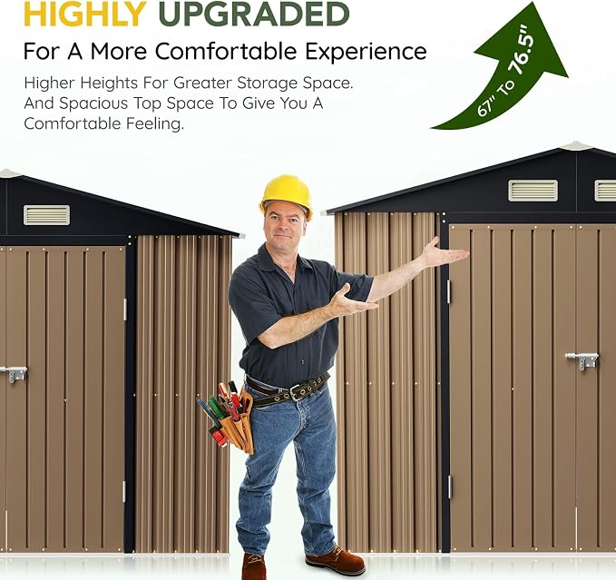 Breezz 6X8FT Outdoor Steel Storage Shed - Image 7
