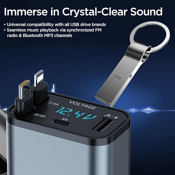 Bluetooth Car Adapter, 5 in 1 Retractable Car Phone Charger - Image 5