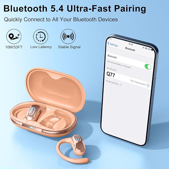 Open Ear Headphones, Air Conduction Ear buds, HD Stereo Bass Over Ear Earphones - Image 7