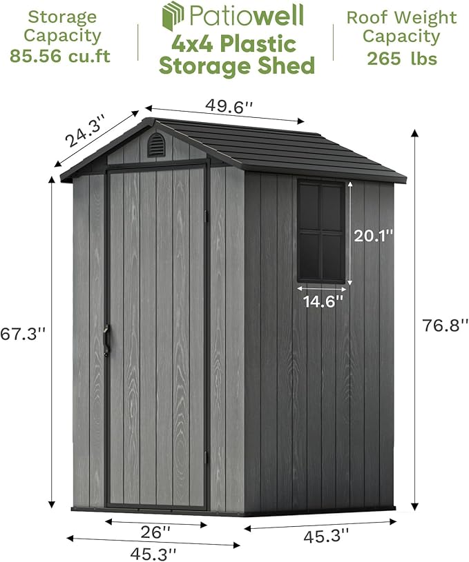 Patiowell 4' x 4' Plastic Outdoor Storage Shed - Image 3