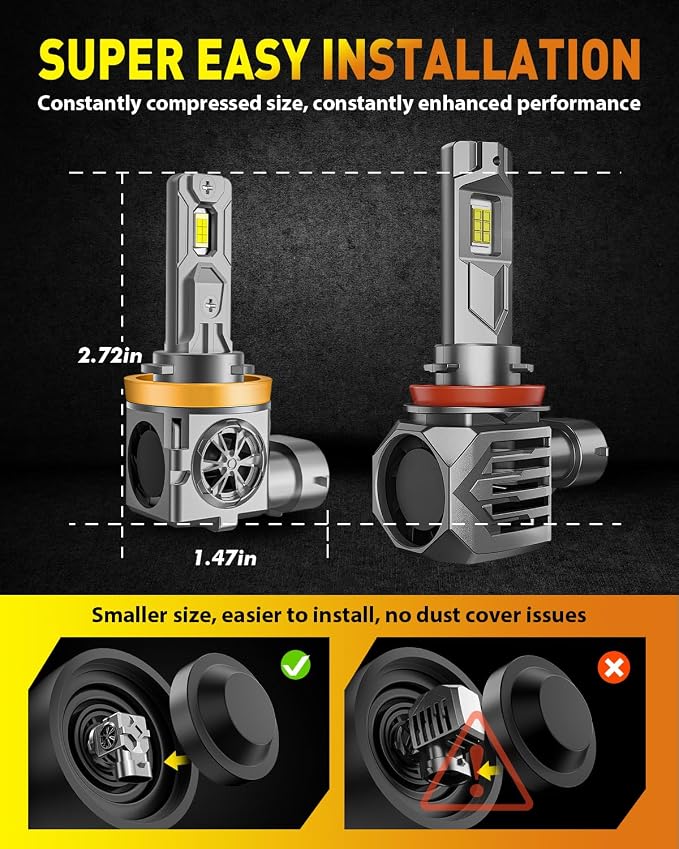 Upgraded H11/H9 Light Bulbs, 000LM 10X Brighter, 1:1 Halogen Size, 000+ Hours - Image 6