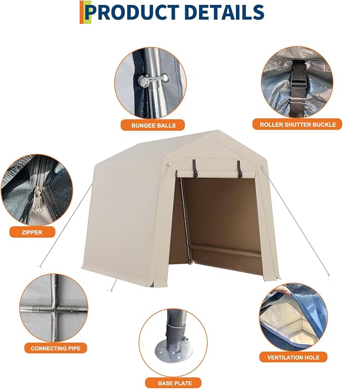 6x6 Ft Carport Heavy Duty Tent - Image 5
