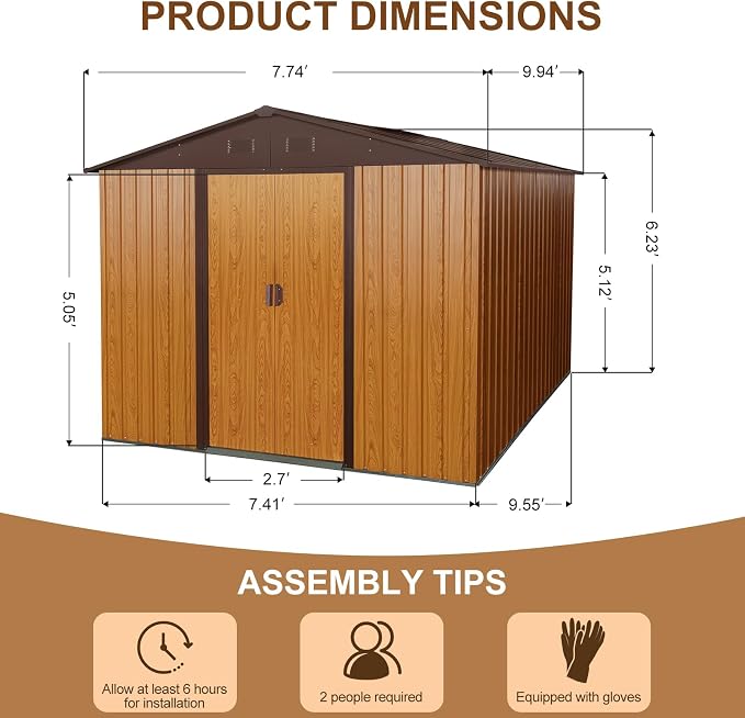 10x8 FT Outdoor Storage Shed, Garden Tool House - Image 2