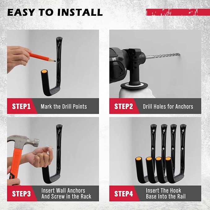 SEDY 4-Piece 15" 100 Lbs Heavy Duty Garage Storage Hooks, Kayak Storage Rack - Image 4