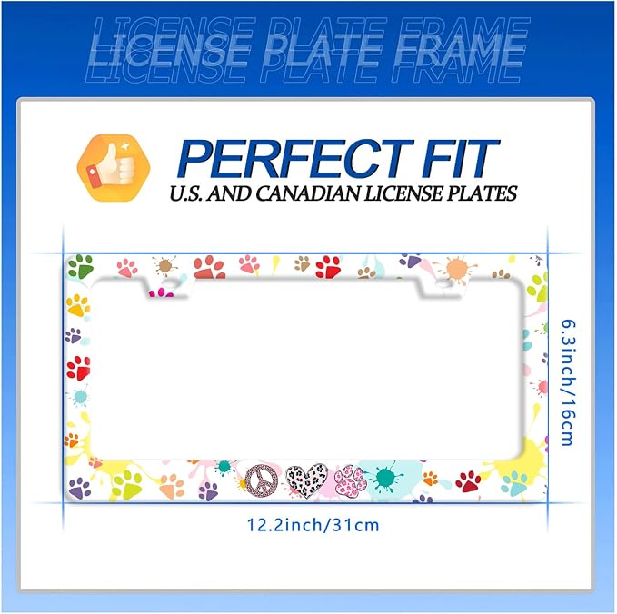 Dog Cat Paw License Plate Frame Colorful Paws License Plate Stainless Steel - Image 7