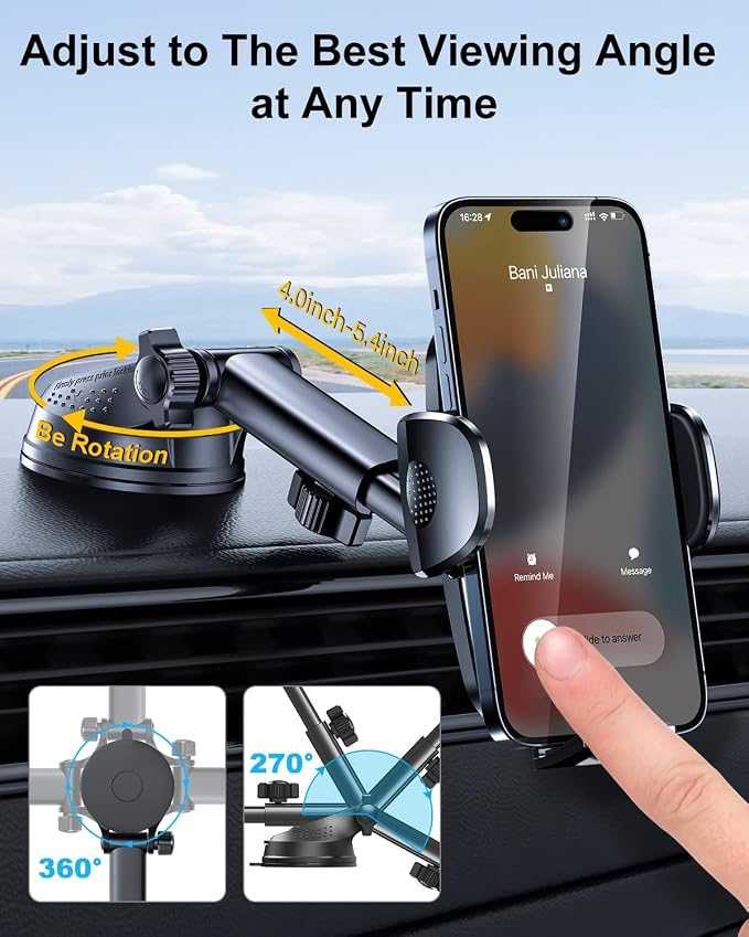 Purple 3-in-1 Phone Holders for Your Car Vent Dashboard Windshield Cell Phone - Image 5