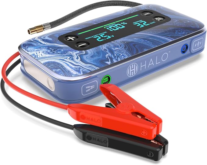 HALO Bolt Air+ 1750 Portable Car Battery Jump Starter | 130 PSI Air Compressor by Halo