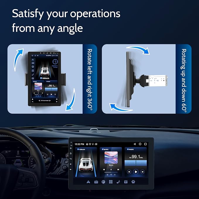 Single din Car Stereo, Rotatable Carplay Screen - Image 2