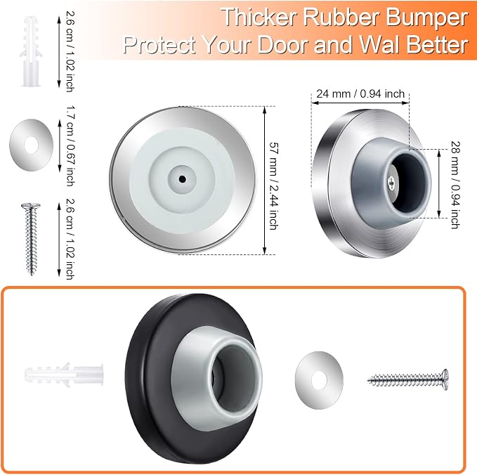 Blulu Concave Wall Door Stopper Door Bumper Stainless Steel Wall Protector - Image 2