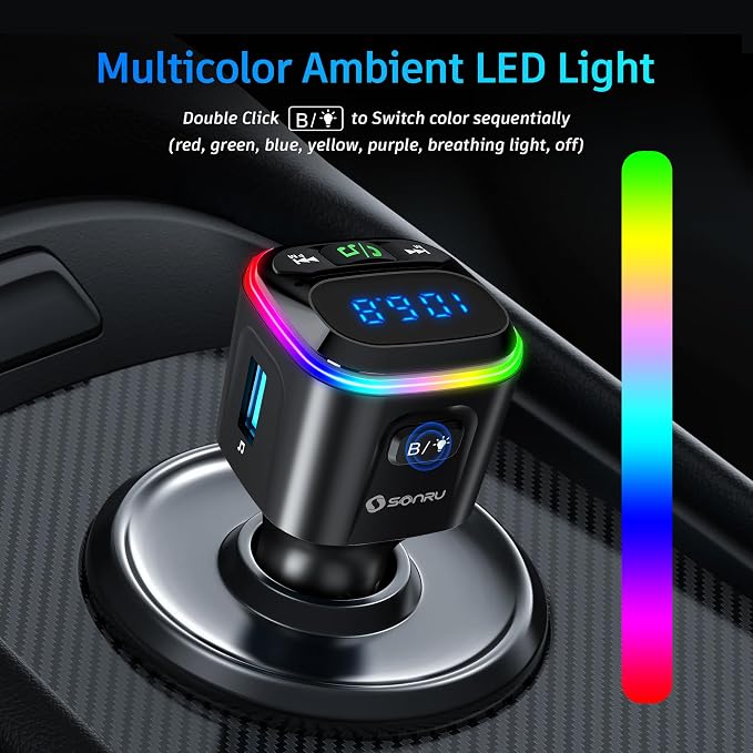 Bluetooth 5.3 FM Transmitter Car Adapter Wireless Radio Adapter HiFi Bass Sound - Image 6