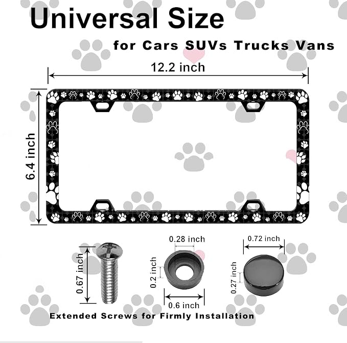 2 Pieces Paw Print License Plate Frames - Image 4