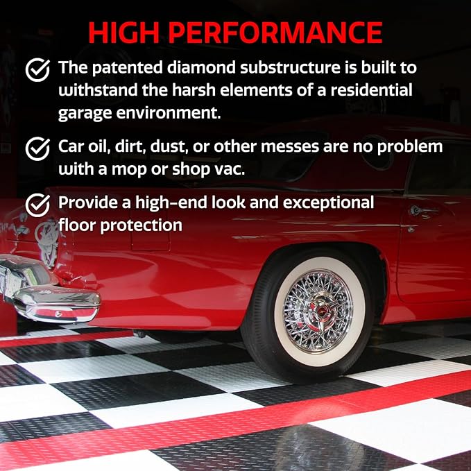 Big Floors RaceDeck Diamond Plate Design, Durable Interlocking Modular Garage - Image 3