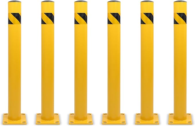 BISupply Safety Bollard Post Parking Barrier 6 Pack - 42in Yellow Pipe Bolt by BISupply