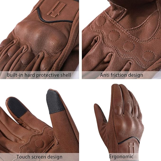 Harssidanzar Women's Motorcycle Gloves, Leather Motorcycle Gloves, Motorbike - Image 5