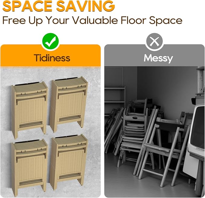 2-Pack Folding Chair Storage Rack – Heavy-Duty Wall Mount Hanger - Image 3