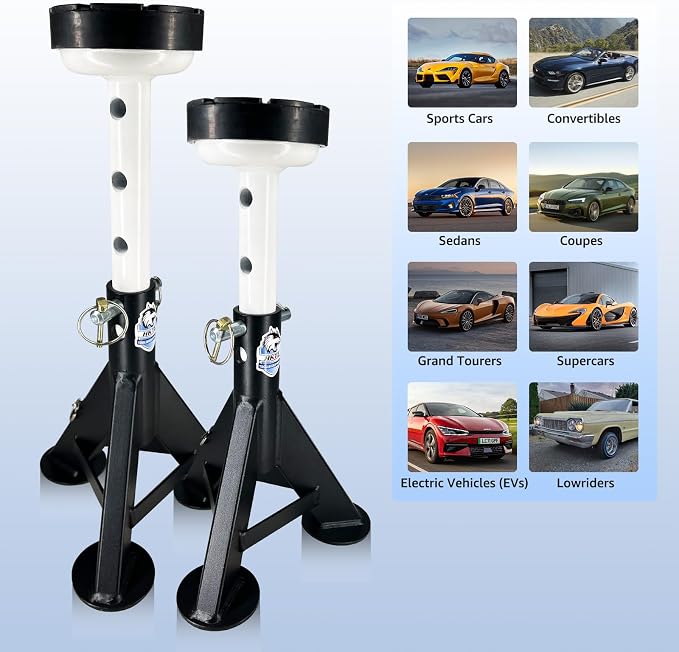 HKTE 4 Ton Heavy Duty Jack Stands, Low Profile, Security Locking Pins, 000 lbs - Image 2