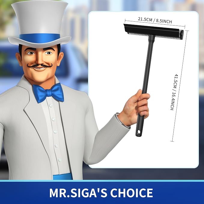 MR.SIGA Professional 2-in-1 Car Window Squeegee and Sponge Scrubber - Image 2