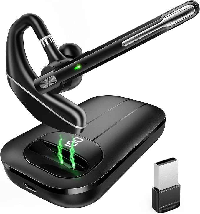Bluetooth Headset V5.3, Wireless Earpiece by EKVANBEL