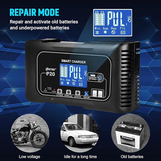 20Amp Smart Lithium Battery Charger, 12V and 24V, Lead-Acid Car Battery Charger - Image 6