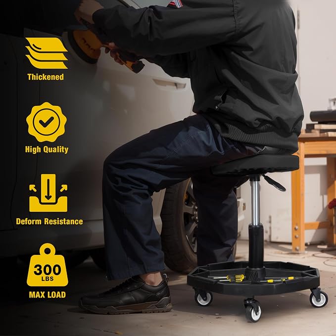 YELLOW JACKET Rolling Garage Seat - Image 3