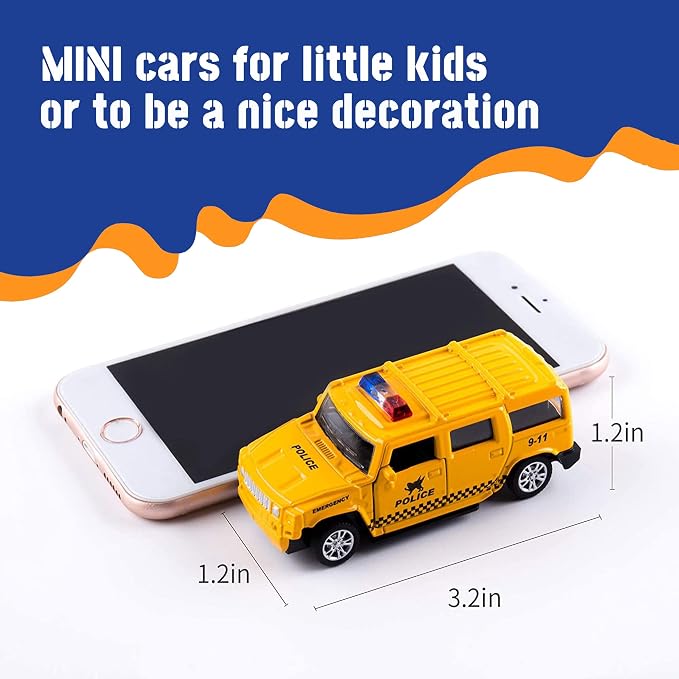 KIDAMI Die Cast Metal Little Toy Cars Set of 5, Openable Doors Pull Back Car - Image 5