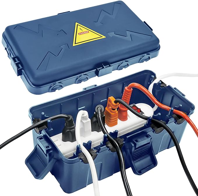 Hrensaw Medium Outdoor Electrical Box, Weatherproof Connection Box w/6 Cable by Hrensaw