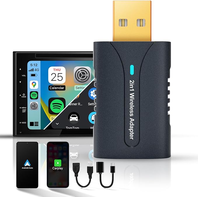 2in1 CarPlay Android Auto Wireless Adapter, Mini Car Play Cars Stick, Fast Auto by DYUZOOfficial