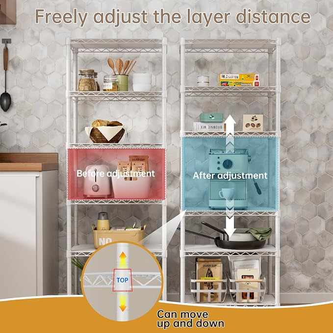 SINGAYE 6 Small Wire Shelves Kitchen Pantry Close Home Organizers and Storage - Image 5