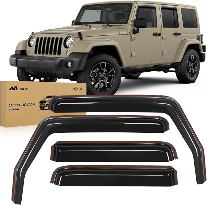 Nilight in Channel Rain Guards for Wrangler JK 2007 2008 2009 2010 2011 2012 by Nilight