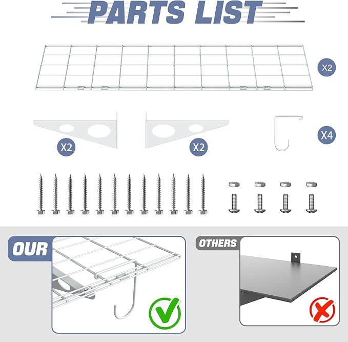 WALMANN 2-Pack Garage Wall Shelves, 1 x 4 ft/12 * 48 inch Wall Mounted Storage - Image 6