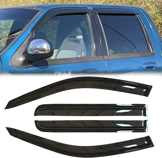 4pcs Original Shatterproof Outside Mount Rain Guard Durable Side Window Wind by Deebior